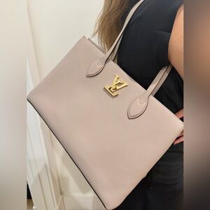 Louis Vuitton Lock Me Shopper Tote Work Bag Gold Cream